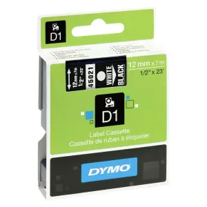 DYMO CINTA DE TRANSFERENCIA TERMICA D1 - BLANCO SOBRE NEGRO - 12MMX7M - POLIESTER - ROTULADORA LABELMANAGER