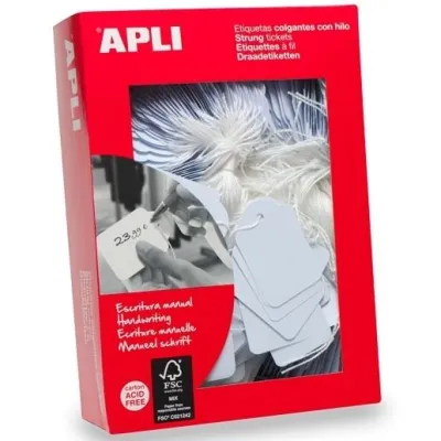 Apli Etiquetas Colgantes Con Hilo 11x29mm Caja 1000 Unidades Blancas