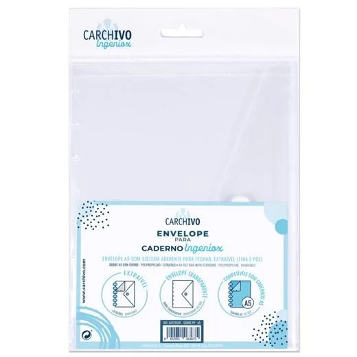 Carchivo Sobre Ingeniox A5 Extraíble Cierre C/Velcro Polipropileno Transparente