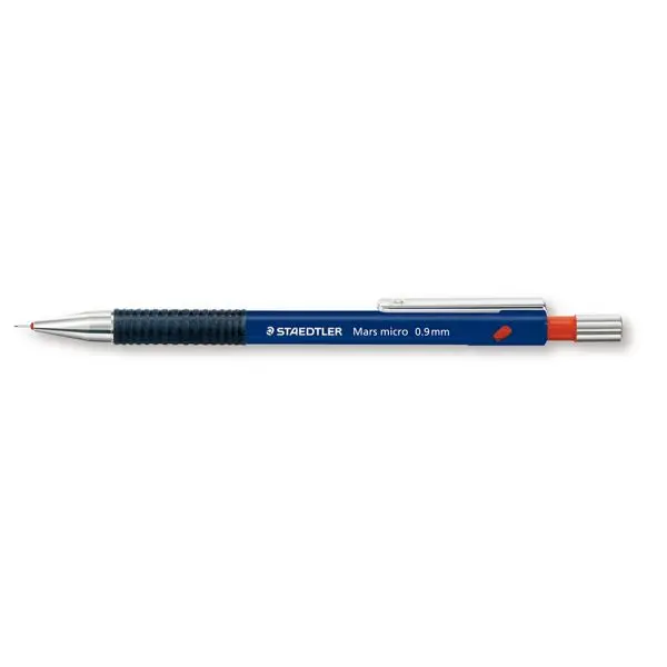 Staedtler Mars Micro 775 Portaminas 0.9mm con Punta Metálica Retráctil y Grip de Caucho Azul
