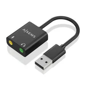 Aisens Conversor USB-A a Audio 48KHz 10cm 2xJACK 3.5mm Color Negro