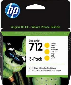 HP 712 Amarillo Pack de 3 Cartuchos de Tinta Originales
