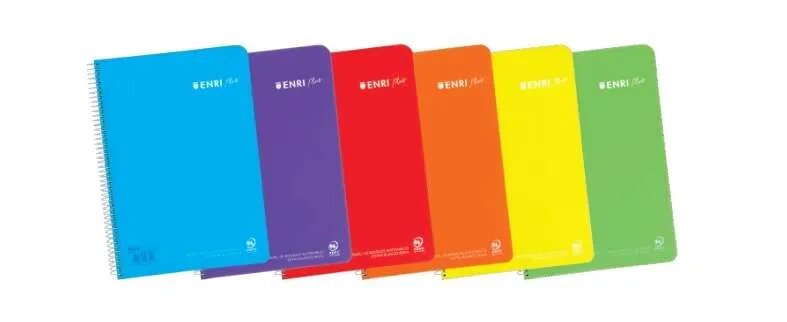 Enri Plus Cuaderno Espiral Formato Folio Liso - 80 Hojas 90Gr - Cubierta De Plastico - Colores Surtidos