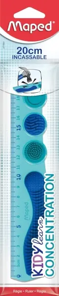 Maped Kidy Lern Regla 20cm Azul con Zonas Táctiles para Concentración