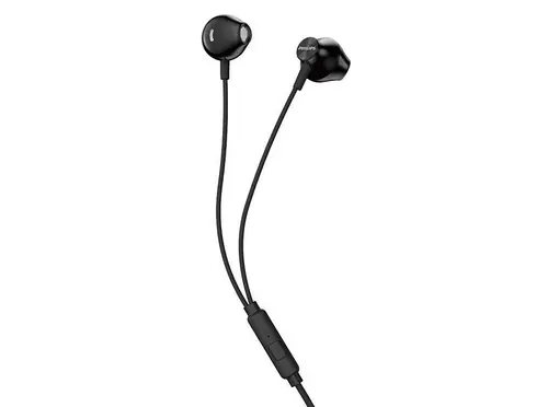 Philips TAUE101 Auriculares In-Ear con Micrófono, Graves Potentes, 14.2mm, 20Hz-20kHz, 106dB, 1.2m, Jack 3.5mm, Negro