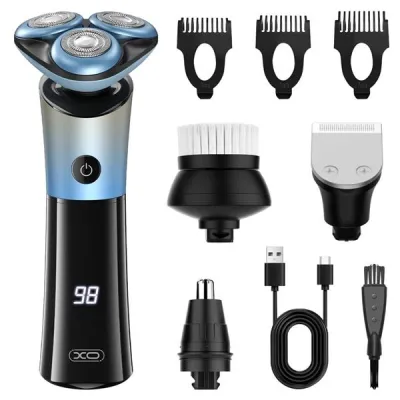 XO Afeitadora Eléctrica Recargable CF32 - IPX6, 10 Accesorios, 1h Autonomía, Negro