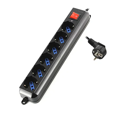 Ewent EW3924 Regleta 6 tomas con proteccion Negro