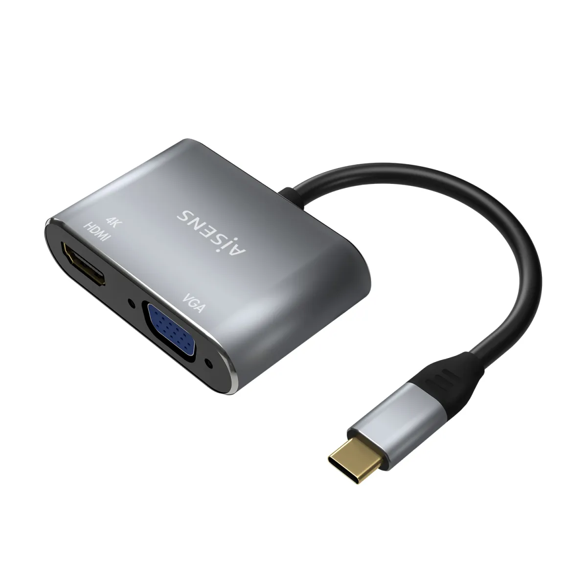 Aisens Conversor USB-C a VGA/HDMI 4K 15CM Color Gris