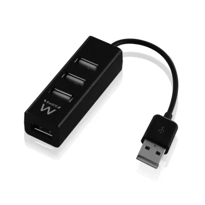 Ewent Hub USB 2.0 de Alta Velocidad con 4 Puertos USB-A - Color Negro