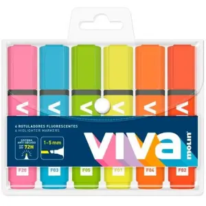 MOLIN MARCADOR FLUORESCENTE VIVA C/SURTIDOS BLÍSTER 6 UD