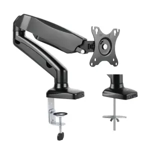 Ewent Soporte de Mesa con Brazo Articulado para Monitor hasta 34" - VESA 100x100 - 9kg - USB-A 3.1 Gen1 - Negro