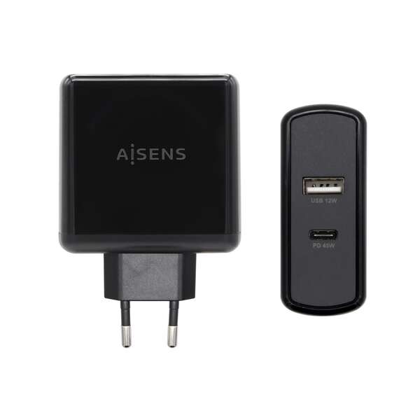 Aisens Cargador Para Smartphone 57W 1X Usb-C Pd3.0 45W, 1X Usb-A 5V/2.4A 12W
