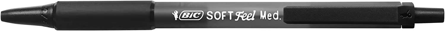 Bic Soft Feel Boligrafo Retractil - Punta Media De 1Mm - Cuerpo Translucido Con Grip - Color Negro