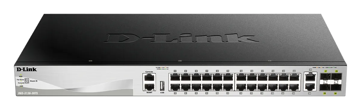 D-Link DGS-3130-30TS/E Switch Gestionable L3 Stackable 24P GIGA + 2P 10G + 4P 10G SFP+