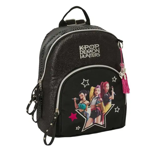 Safta K-Pop Demon Hunters Mini Mochila Negra - 25x30x13cm - Compacta y Ligera