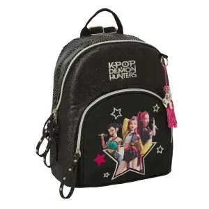Safta K-Pop Demon Hunters Mini Mochila Negra - 25x30x13cm - Compacta y Ligera