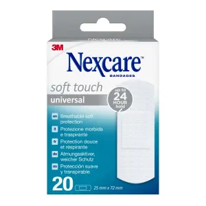 Nexcare Apositos Universales Soft Touch Pack de 20 - 25x72mm - Transpirables - Color Blanco