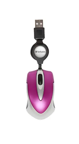 Verbatim Ratón Go Mini USB Retráctil 1000 PPP Ultraportátil Fucsia