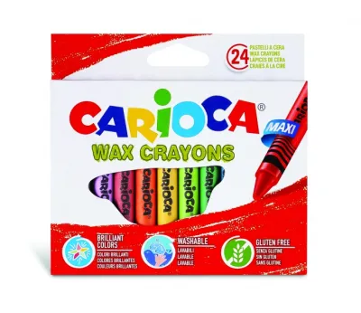 Carioca Maxi Pack de 24 Ceras de Colores Lavables Ø 12mm Surtidos