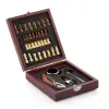 Innovagoods Set de 5 Accesorios para Vino con Juego de Ajedrez Completo - Material Madera y Acero Inoxidable - Ideal para Regalar - 15x5x17cm - Color Marron