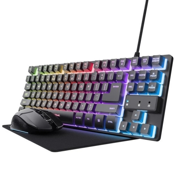 Trust Gxt 794 Pack Gaming Teclado Thado Tkl Iluminacion Rgb + Raton Felox Inalambrico 4800Dpi Iluminacion Rgb + Alfombrilla - Color Negro