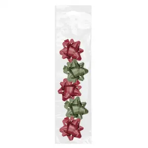 Dohe Pack de 5 Lazos para Regalo en Forma de Estrella - 5.6cm - Rojo y Verde