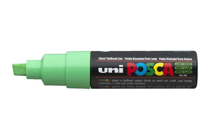 Posca PC-8K Marcador de Pintura Verde Claro - Punta Biselada 8mm, Tinta Acrílica Base Agua