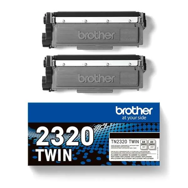 Brother Tn2320 Negro Pack De 2 Cartuchos De Toner Originales - Tn2320Twin