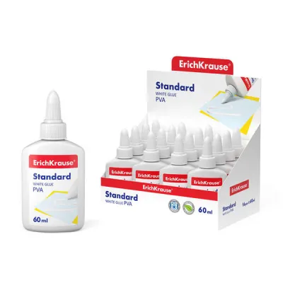 ErichKrause Cola Blanca PVA 60ml - Aplicador Autolimpiante, No Tóxico, Resistente al Frío