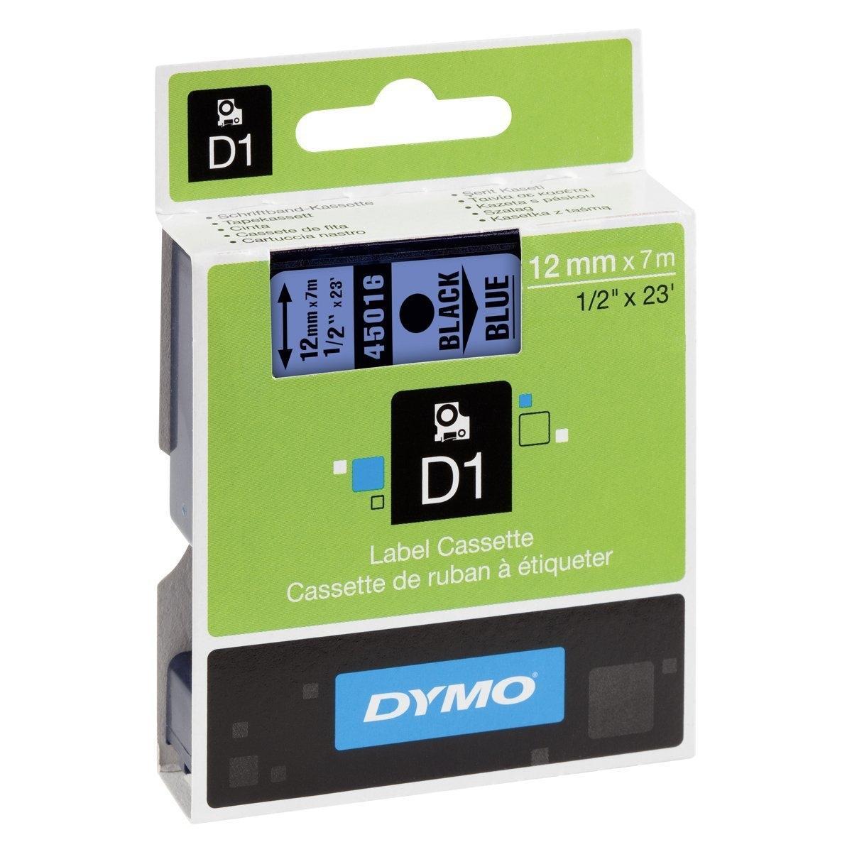 Dymo Cinta De Transferencia Termica D1 45016. Etiquetas Estándar Negro Sobre Azul De 12Mmx7M.poliester Autoadhesiva. Rotuladora Labelmanager