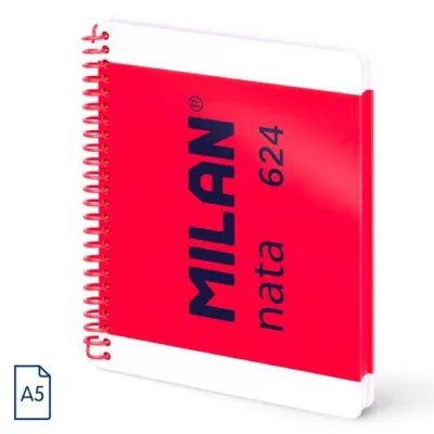 Milan Cuaderno Espiral A5 80H 95gr 5x5mm Tapa Dura Rosa Colección Nata®