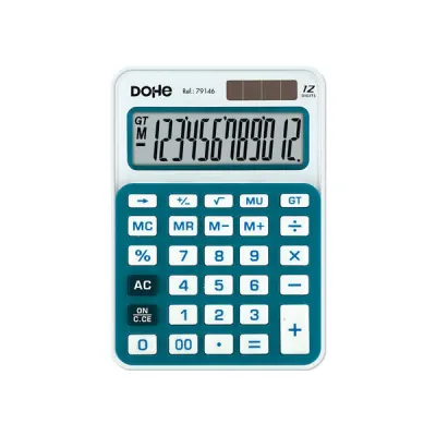 Dohe Calculadora Electrónica 12 Dígitos Solar y a Pilas con Teclas de Memoria