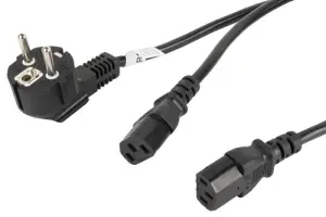 Lanberg Cable De Transmisión C13 Acoplador CEE7/7 Negro 2m