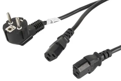 Lanberg Cable De Transmisión C13 Acoplador CEE7/7 Negro 2m