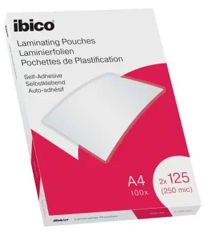 Ibico Laminas Autoadhesivas A4 125 Micras Acabado Cristalino 100 Unidades