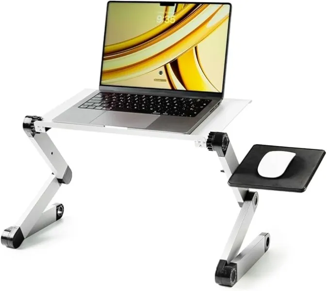Innovagoods Omnible Mesa Ajustable Multiposicion Para Portatil De Aluminio - Plegable - Soporta Hasta 15Kg - Bandeja Para Raton - Rotable 360º - Multifuncion - 49X53X26Cm - Color Gris
