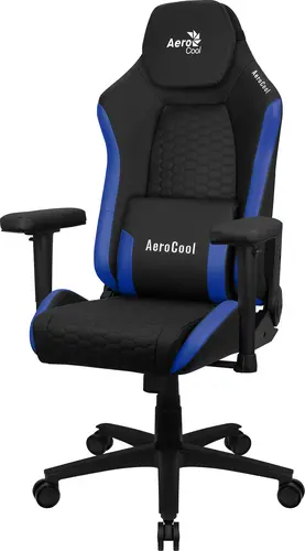 Silla Gaming Aerocool Crown Diseño Premium Cuero Sintetico Aeroweave Negra Con Detalles En Azul Reposabrazos 2D Cojin Lumbar Respaldo Ajustable