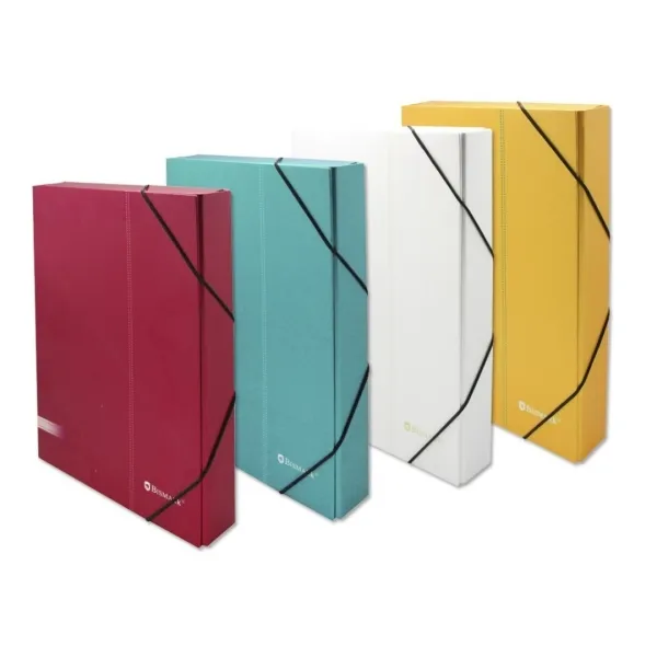 Bismark Carpeta Para Proyectos - Medidas 350X230X30Mm - Fabricada En Carton - Cierre Con Gomas - Colores Surtidos
