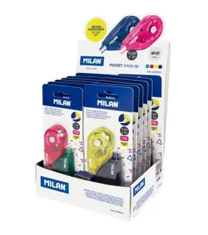 Milan Pocket Expositor de 24 Cintas Correctoras 4,2mm x 5m - Colores Surtidos
