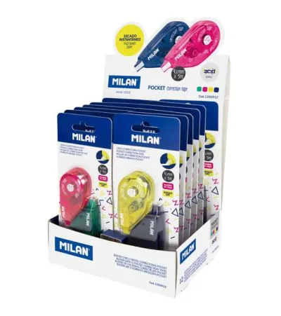 Milan Pocket Expositor de 24 Cintas Correctoras 4,2mm x 5m - Colores Surtidos