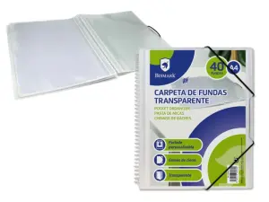 Bismark Carpeta Espiral A4 con 40 Fundas Transparentes y Portada Personalizable
