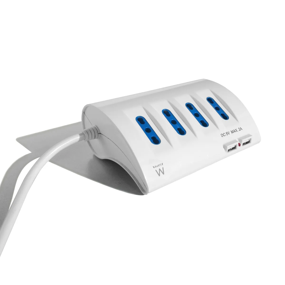 Ewent Regleta 6 Tomas Schuko con 2x USB-A, Protección Infantil y Sobretensiones, 1.5m Blanco