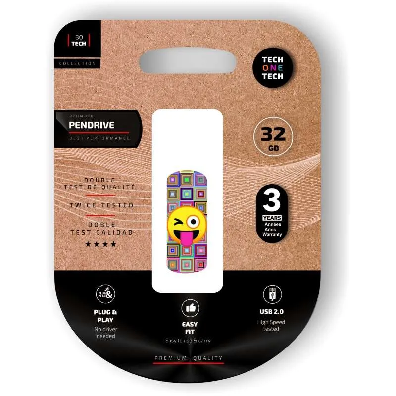 Techonetech Clip Tech Emoji Guiño Memoria Usb 2.0 32Gb (Pendrive)