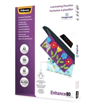 Fellowes Fundas De Plastificar 80 Micras A3 Brillo Pack 100 Unidades