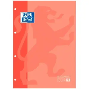 OXFORD RECAMBIO CLASSIC 80H A4 ENCOLADO 90GR 5X5MM 4 TALADROS 1 BANDA COLOR MELOCOTÓN -5U-
