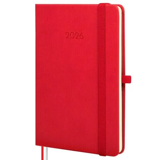 Finocam Agenda Mínimal Textura M4 118x168mm Tapa Dura Roja 2026