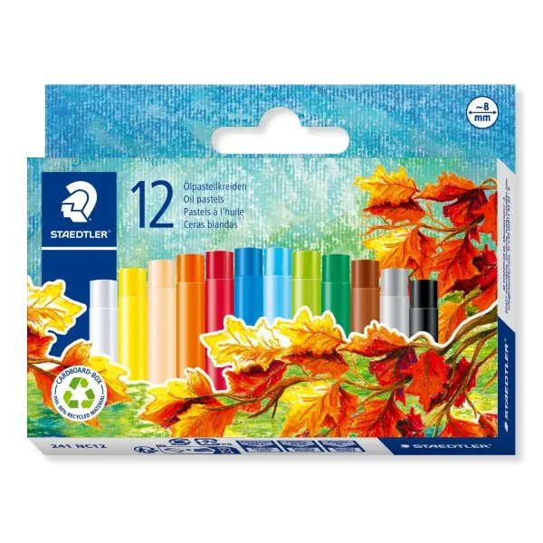 Staedtler Noris 241 Pack de 12 Ceras Blandas 8mm Colores Surtidos Resistencia a la Rotura