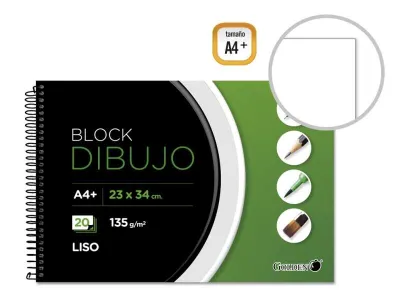 Golden Cuaderno de Dibujo A4+ 20 Hojas Lisas Papel 135gr