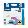 Milan Maxi Pack de 12 Ceras Triangulares de Colores Surtidos con 2 Ceras Fluo