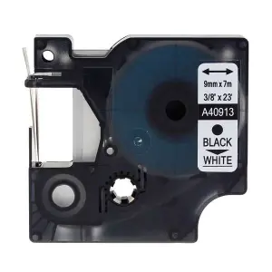 Dymo D1 40913 Cinta de Etiquetas 9mm x 7m - Texto Negro sobre Fondo Blanco